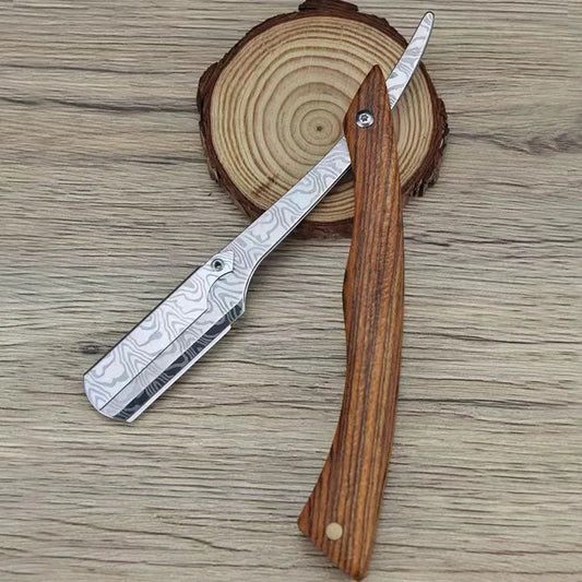 professional barber razors, tan wood handle blade replaceable blade